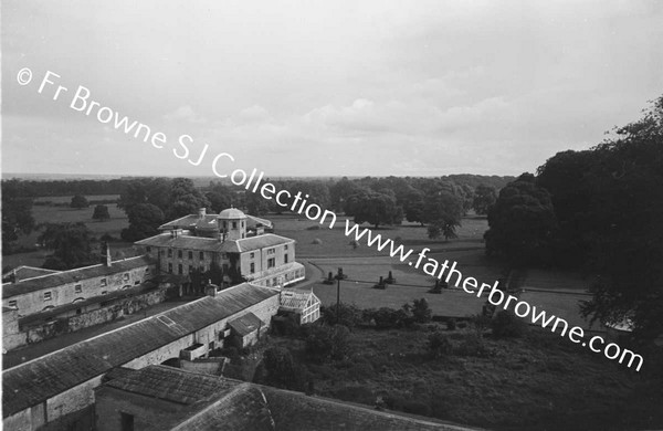 CORBALTON HALL  LOOKING DOWN FROM TOWER HOUSE AND GREAT COURTYARD WITH WALLED GARDEN